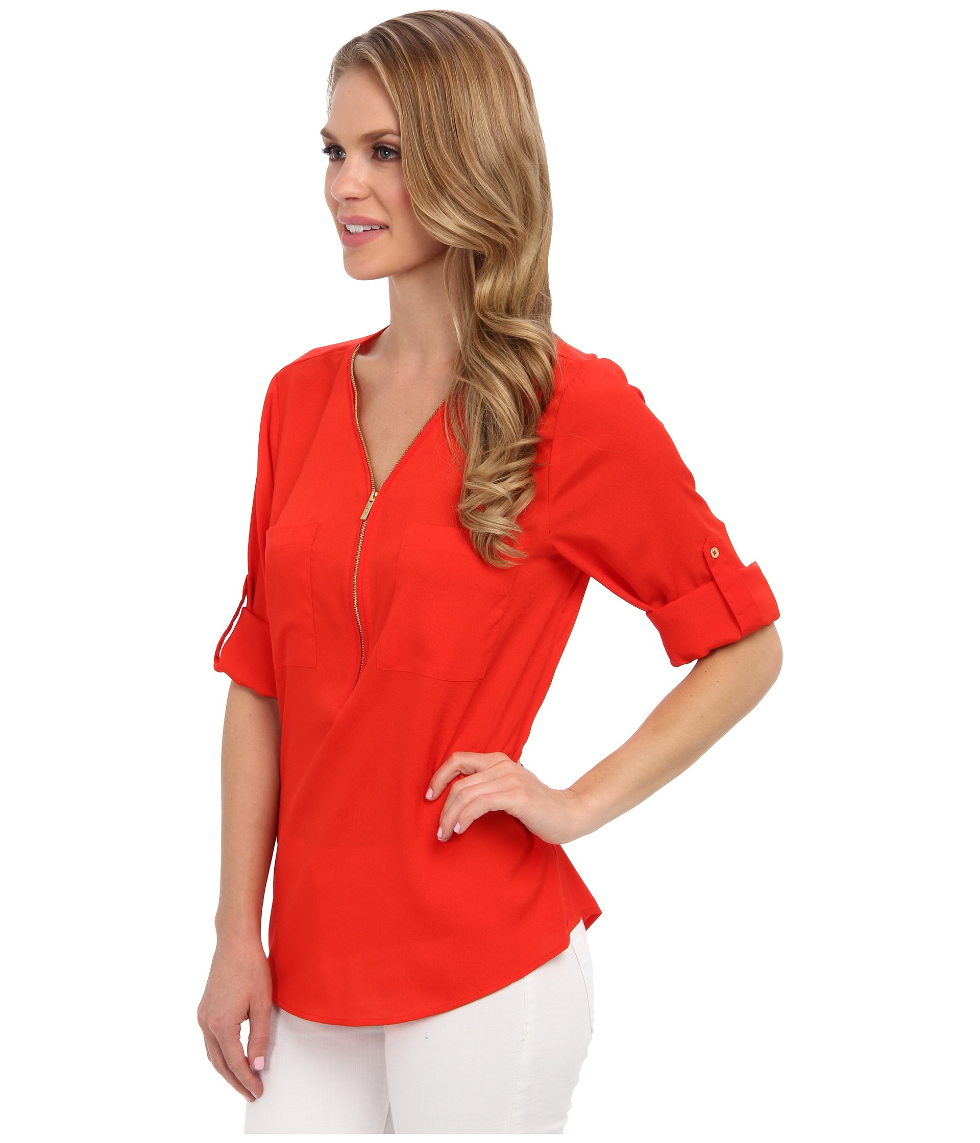calvin klein red blouse