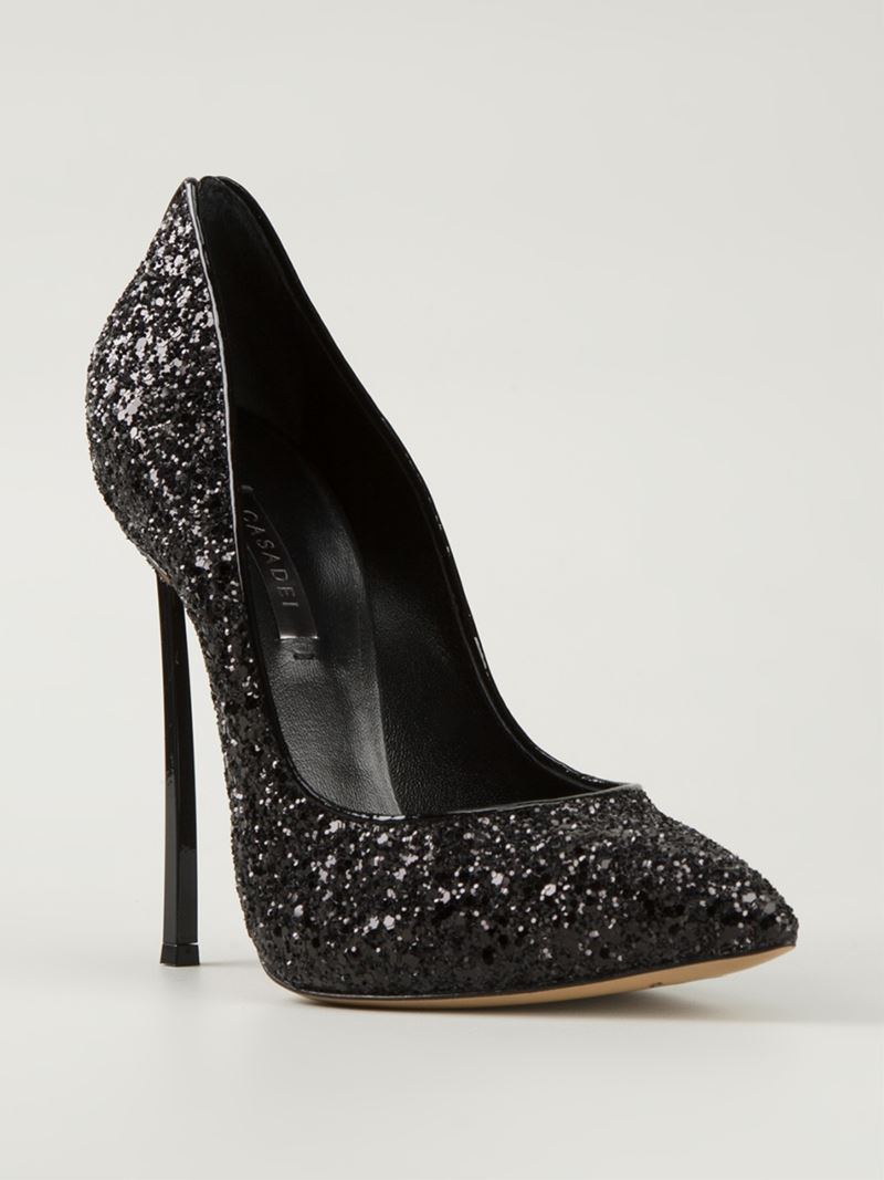 Casadei Sparkle Stiletto Heel Pumps in Black - Lyst