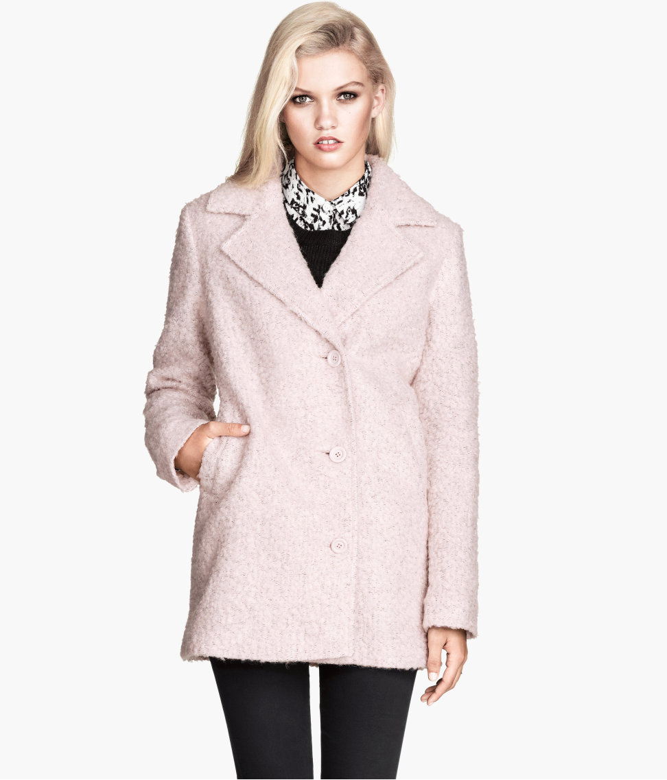boucle pink coat