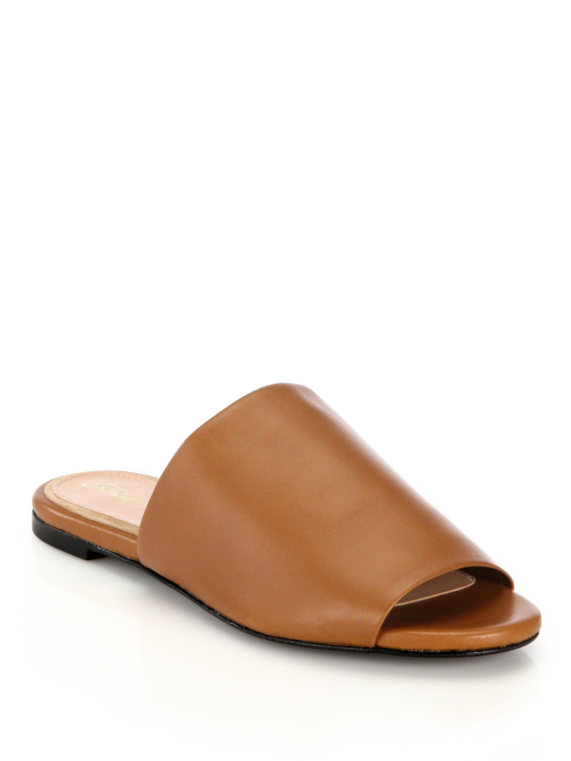 brown leather mule heels