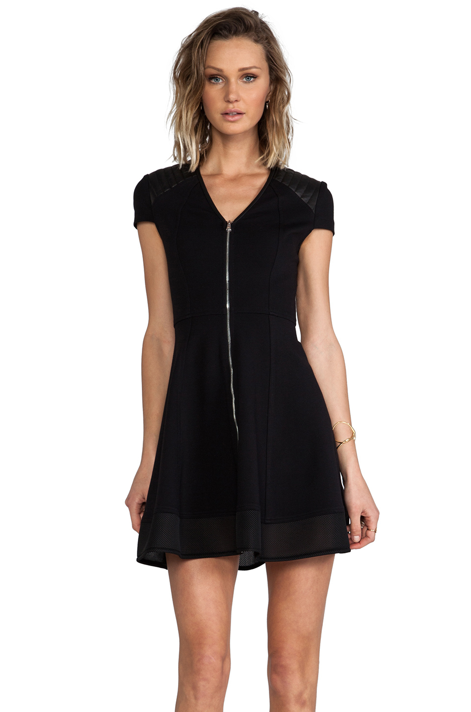 black dress front zipper
