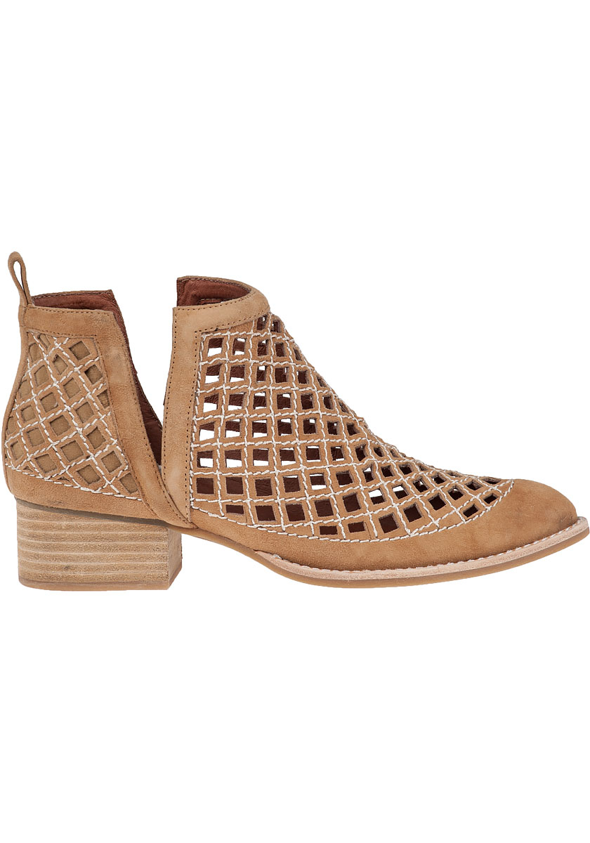 Jeffrey campbell Taggart Cut-Out Bootie Camel Suede in Beige (Camel ...
