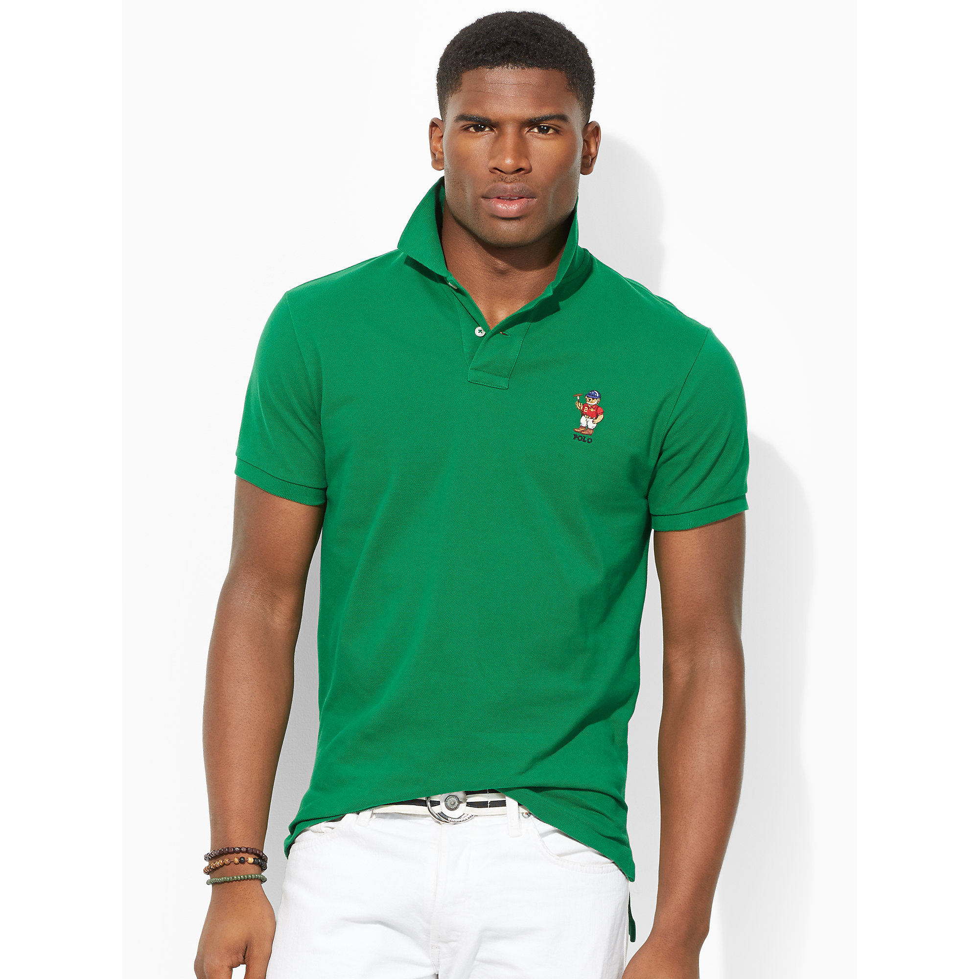 Polo ralph lauren Custom-Fit Bear Polo Shirt in Green for Men | Lyst
