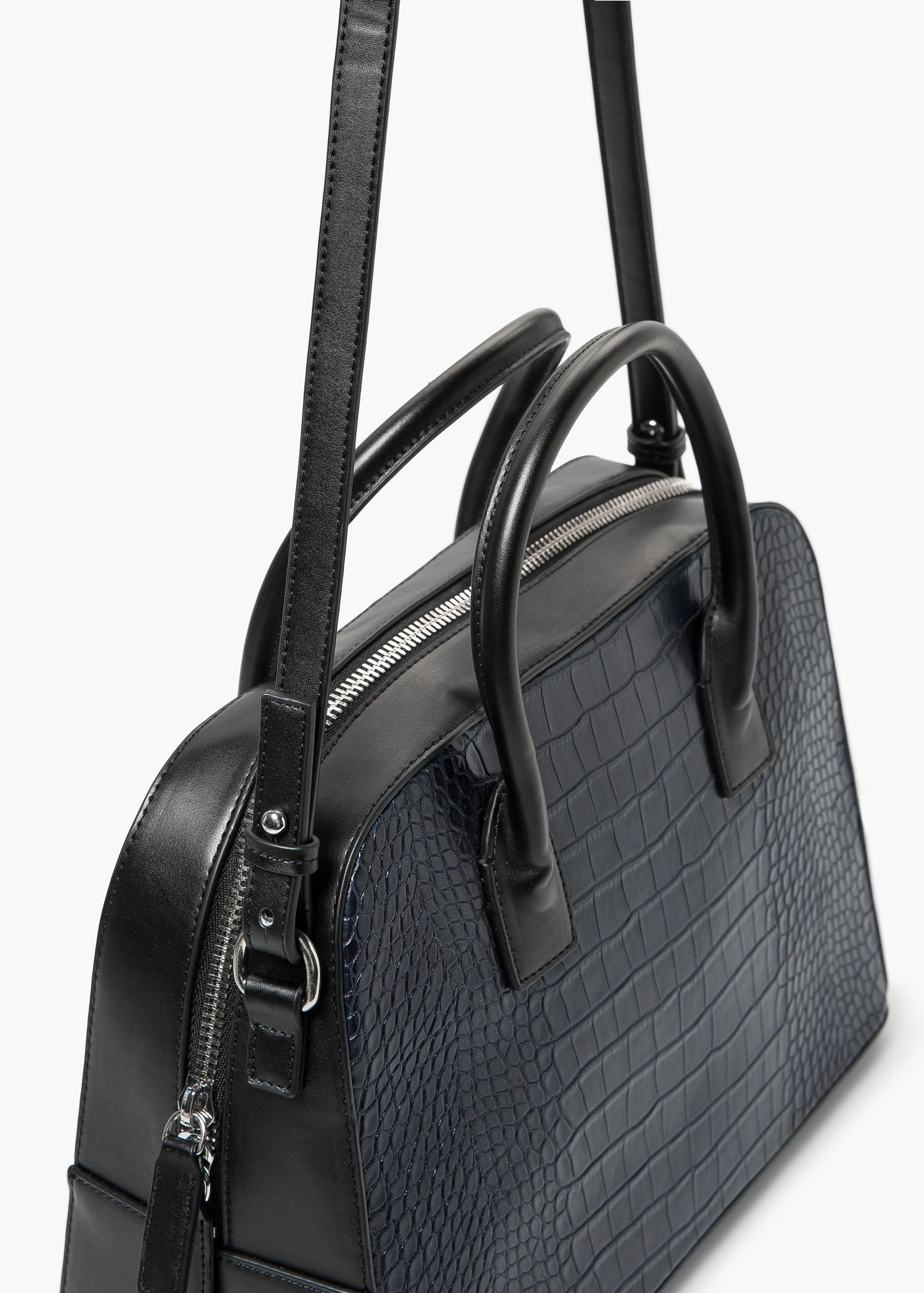 mango croc effect tote bag