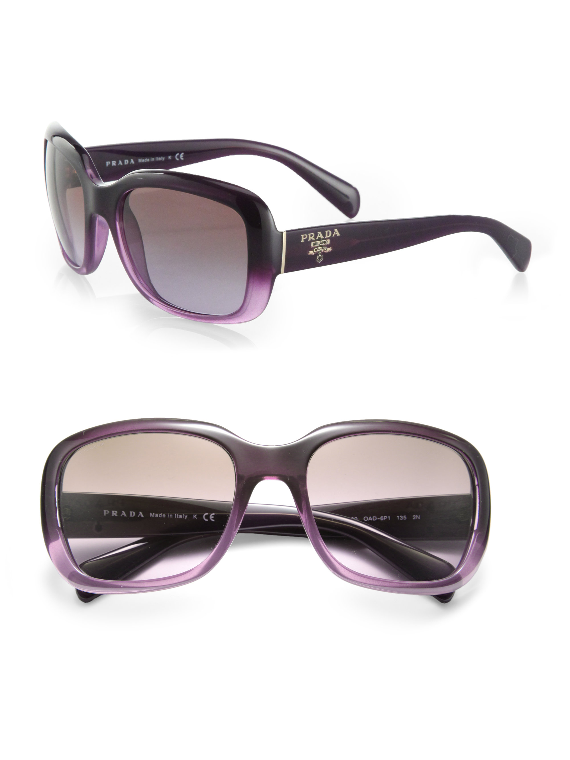 Prada Oversized Square Glam Sunglasses in Purple | Lyst