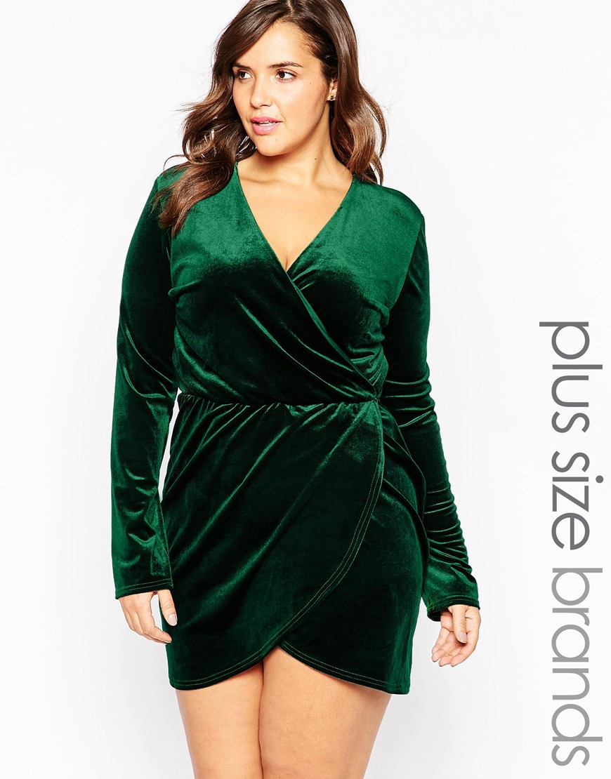 plus size green velvet dress