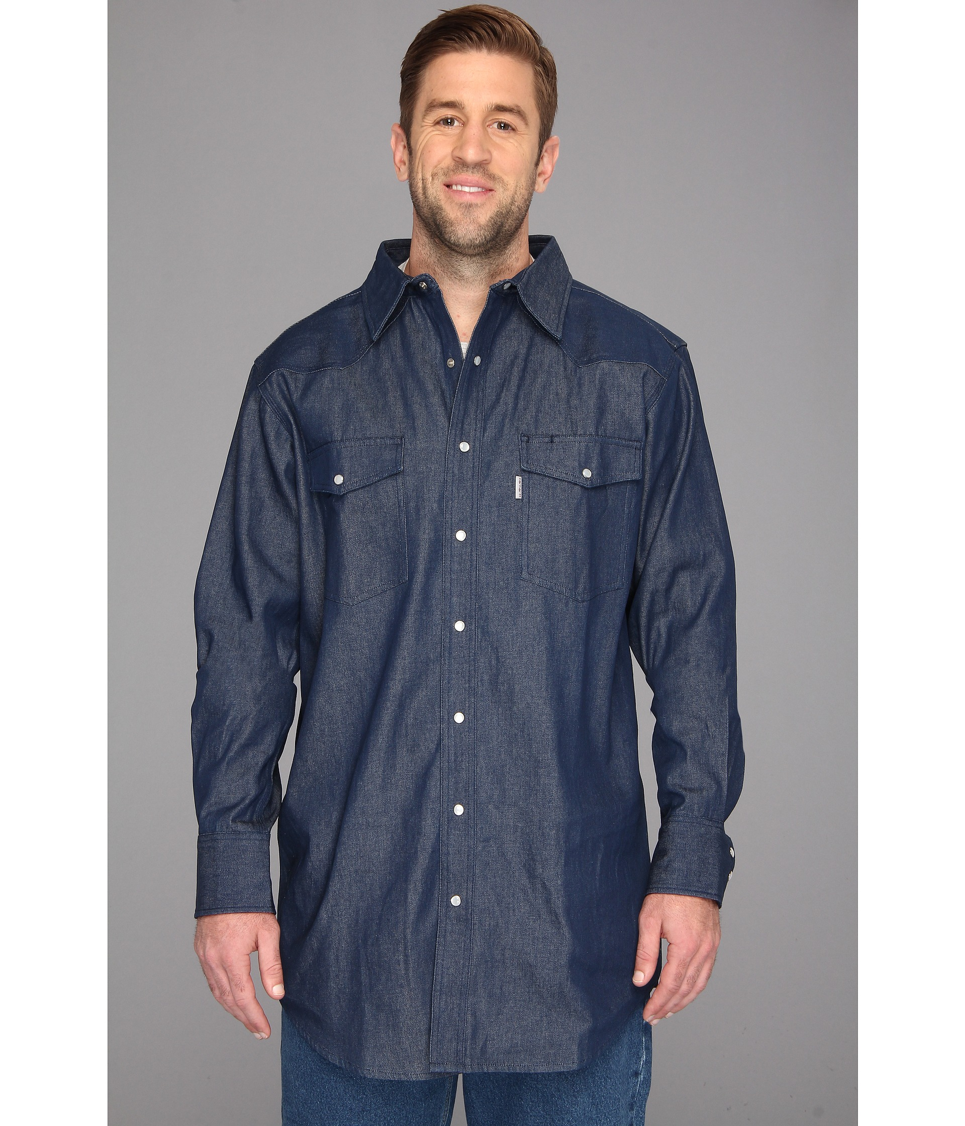 s141 carhartt snap front denim work shirt