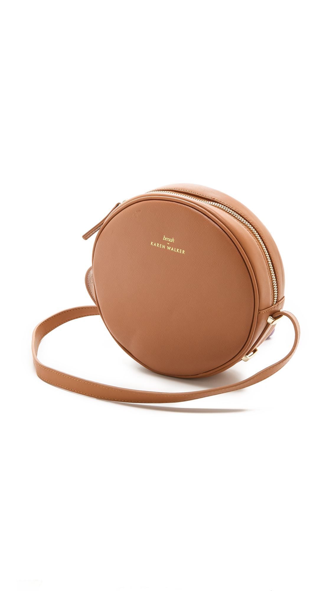 round brown leather bag