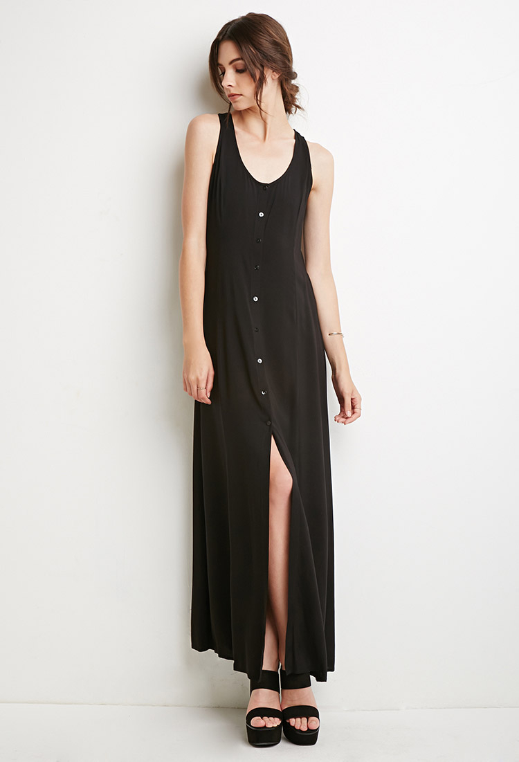 black button up maxi dress