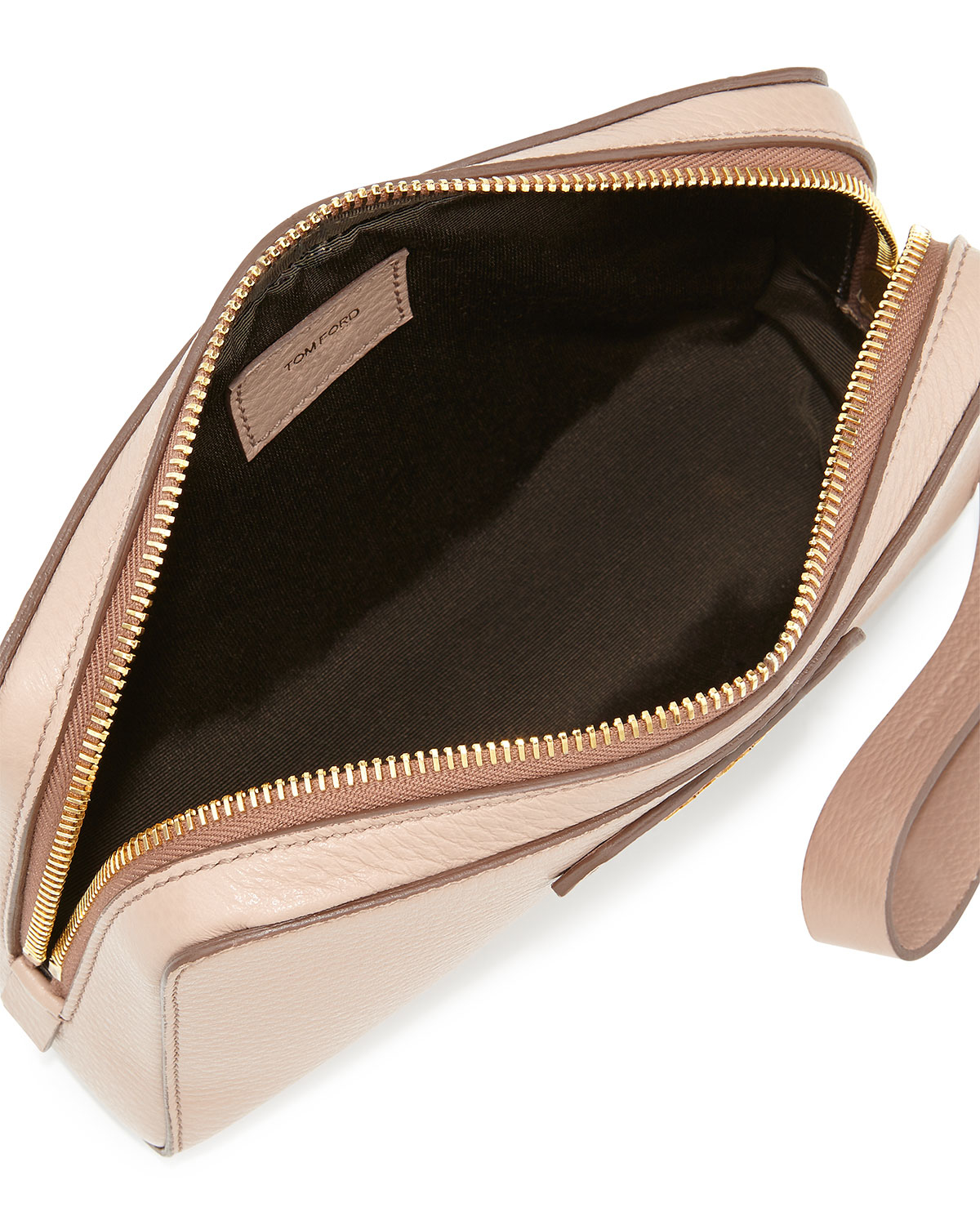 Tom ford Zip-Top Calfskin Clutch Bag in Pink (blush) | Lyst