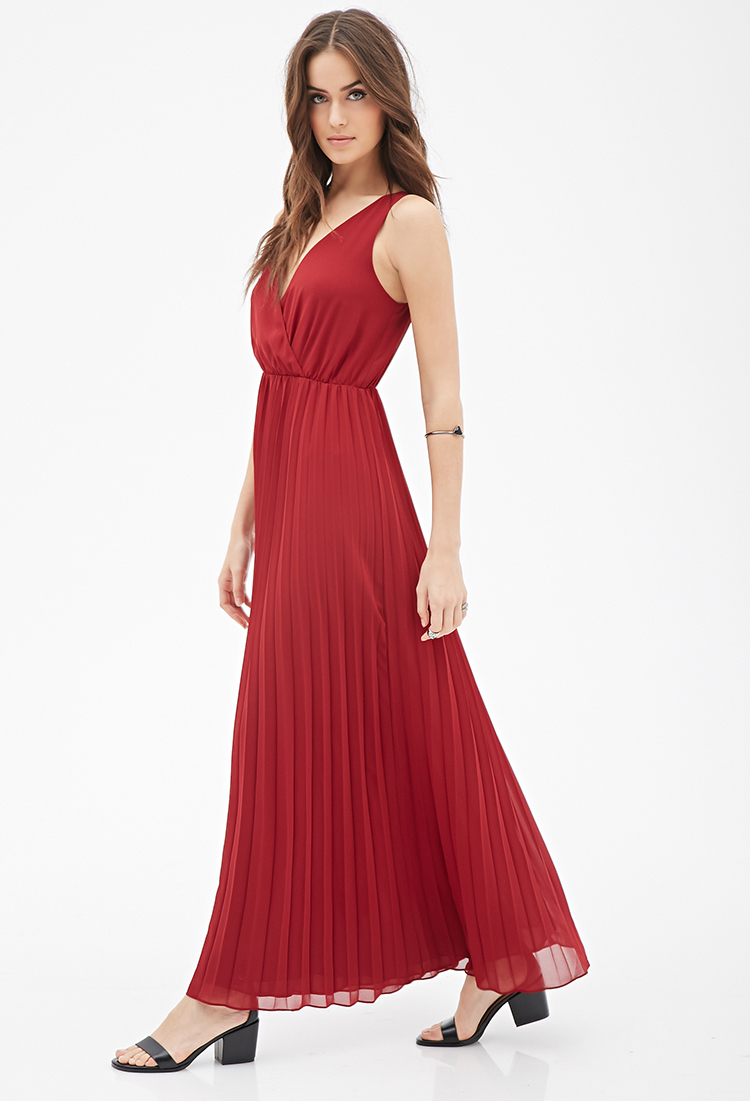 Forever 21 Accordion-pleated Maxi Dress ...