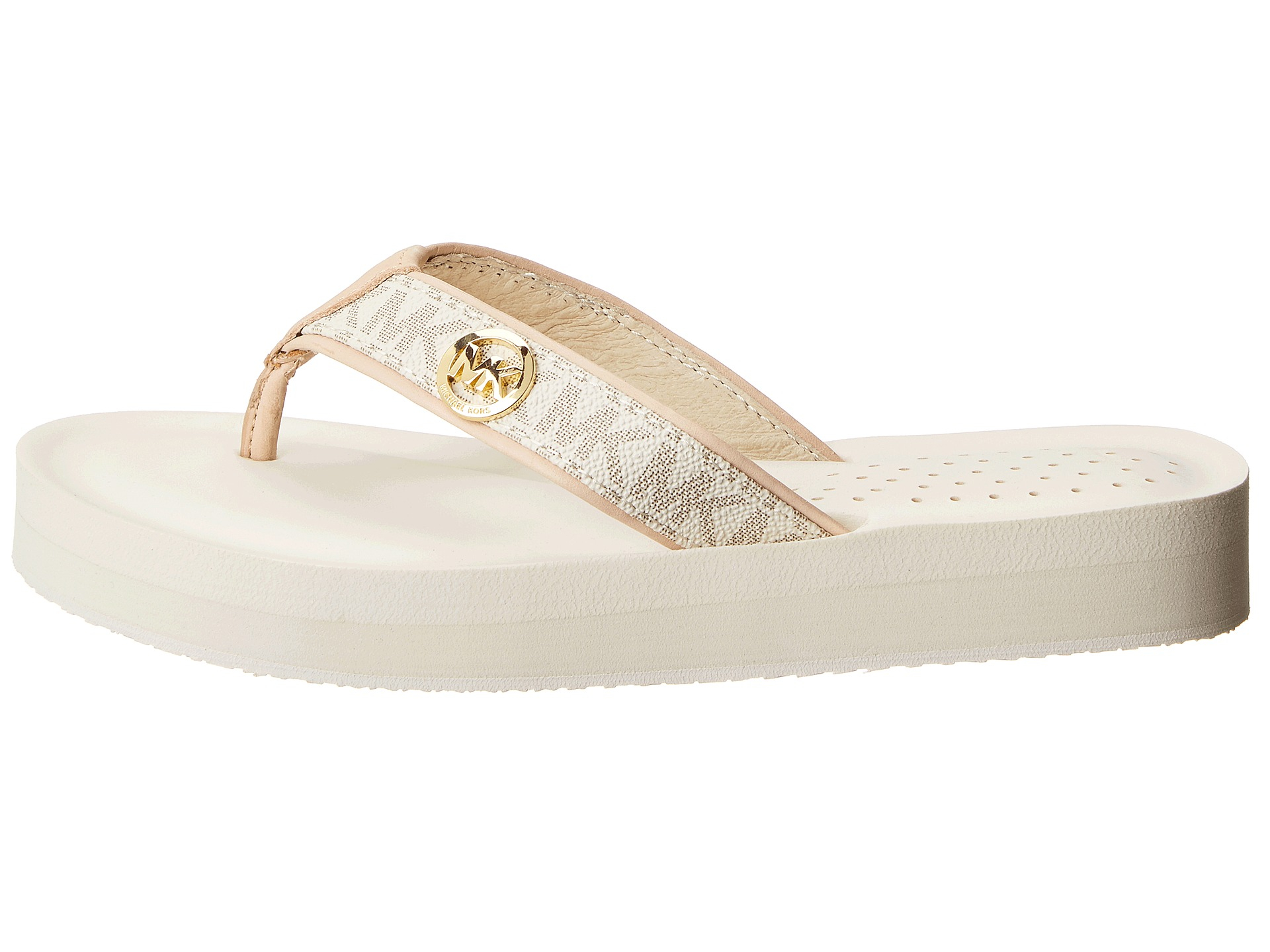 MICHAEL Michael Kors Leather Gage Flip Flop in Vanilla (White) - Lyst