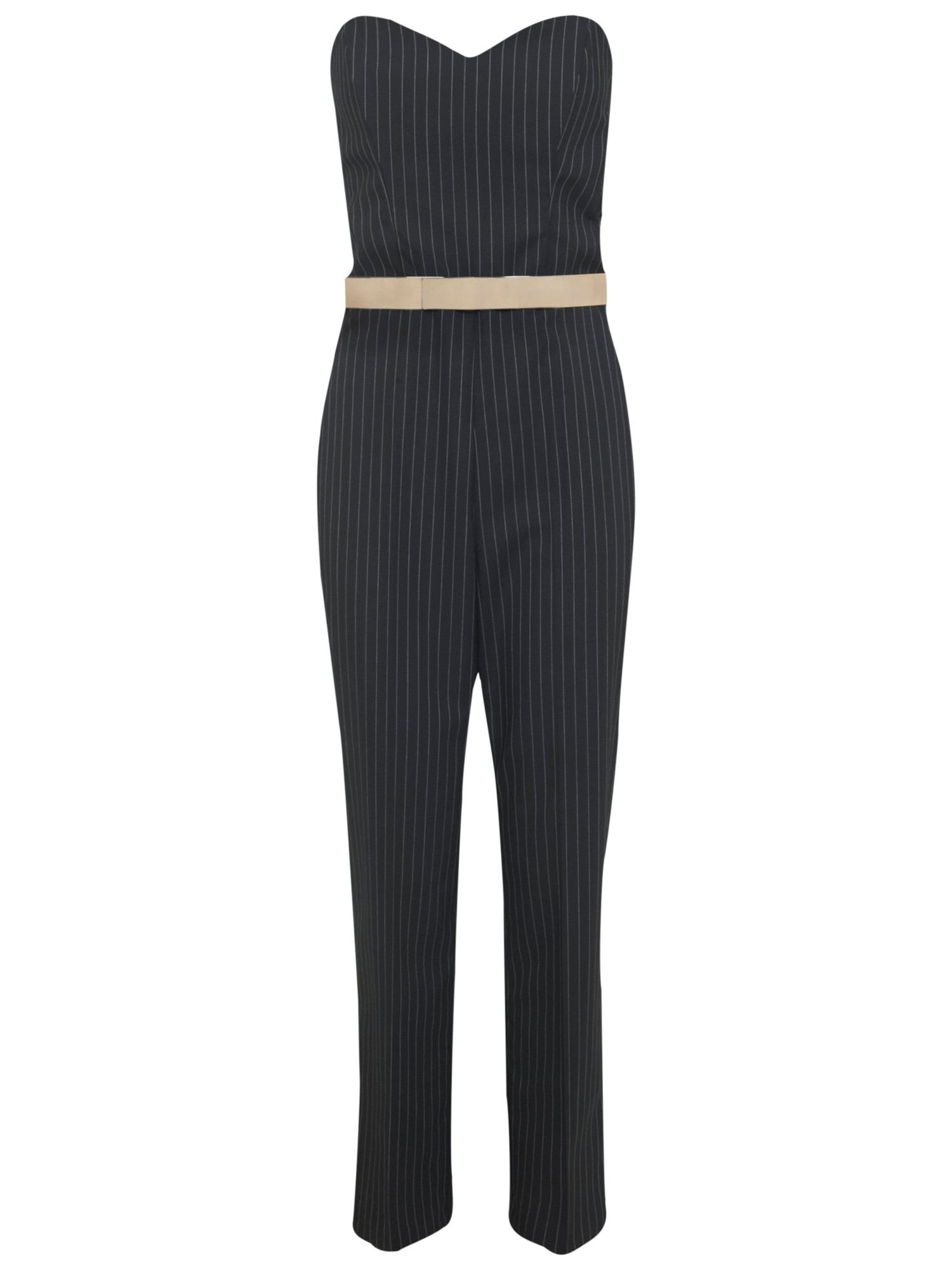 black pinstripe jumpsuit