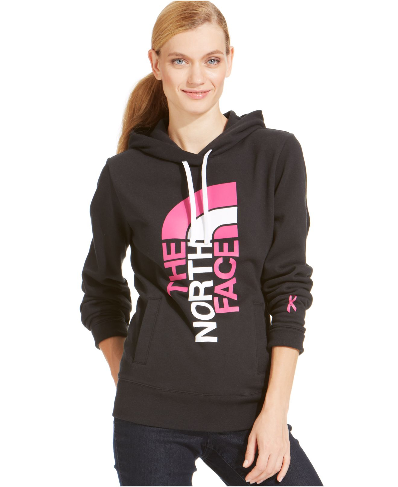 The north face Pink Ribbon Half-Dome Logo Hoodie Sweatshirt in Black ...