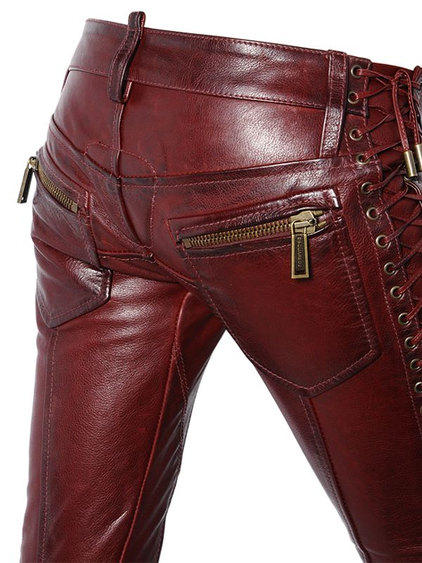 DSquared² Lace-up Nappa Leather Pants in Bordeaux (Purple) | Lyst