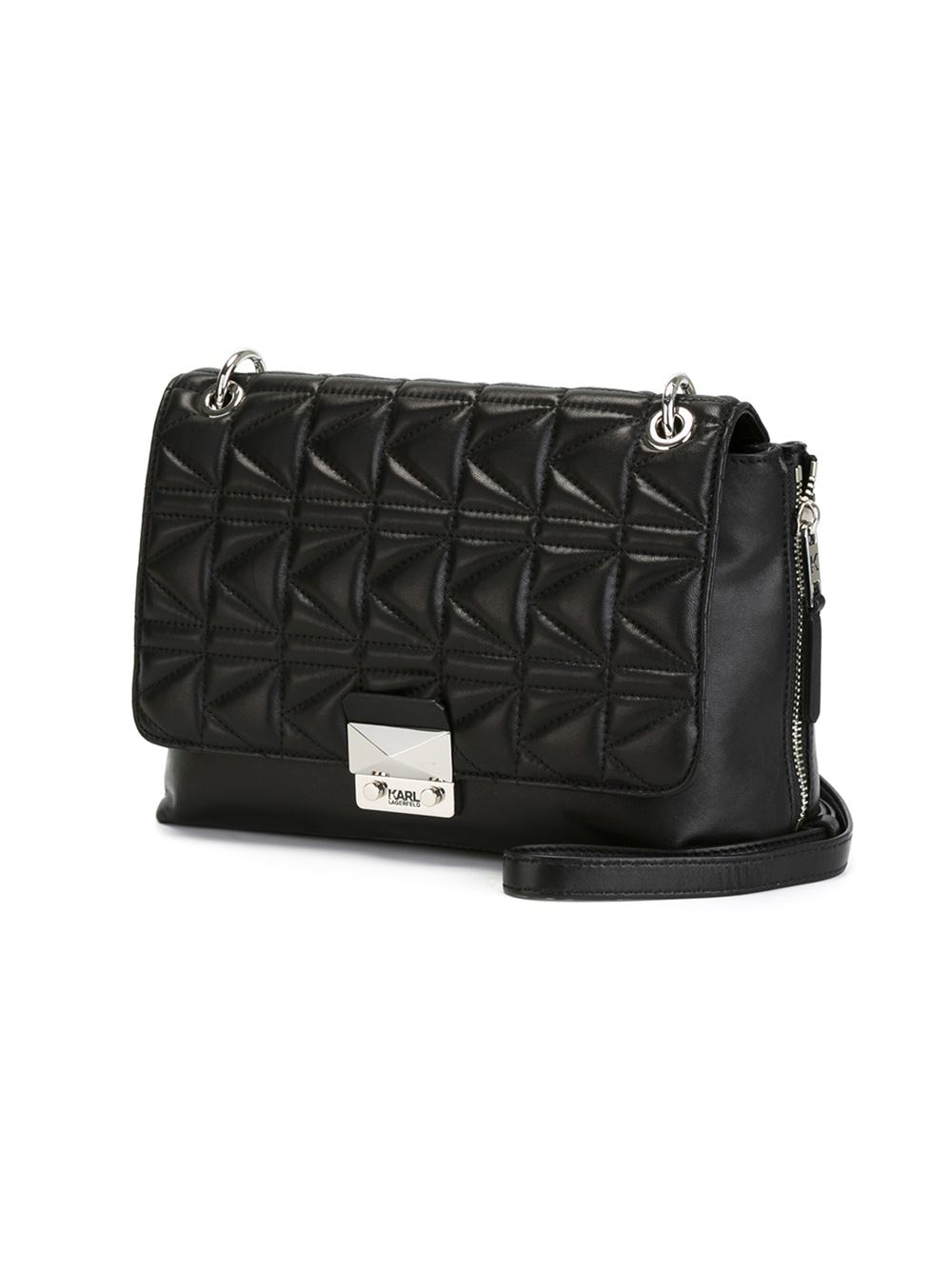 Karl Lagerfeld Large Quilted-Leather Cross-Body Bag in Black - Lyst