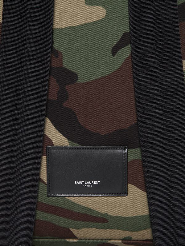 Saint laurent Studded Camo Cotton Canvas Backpack in Multicolor ...  