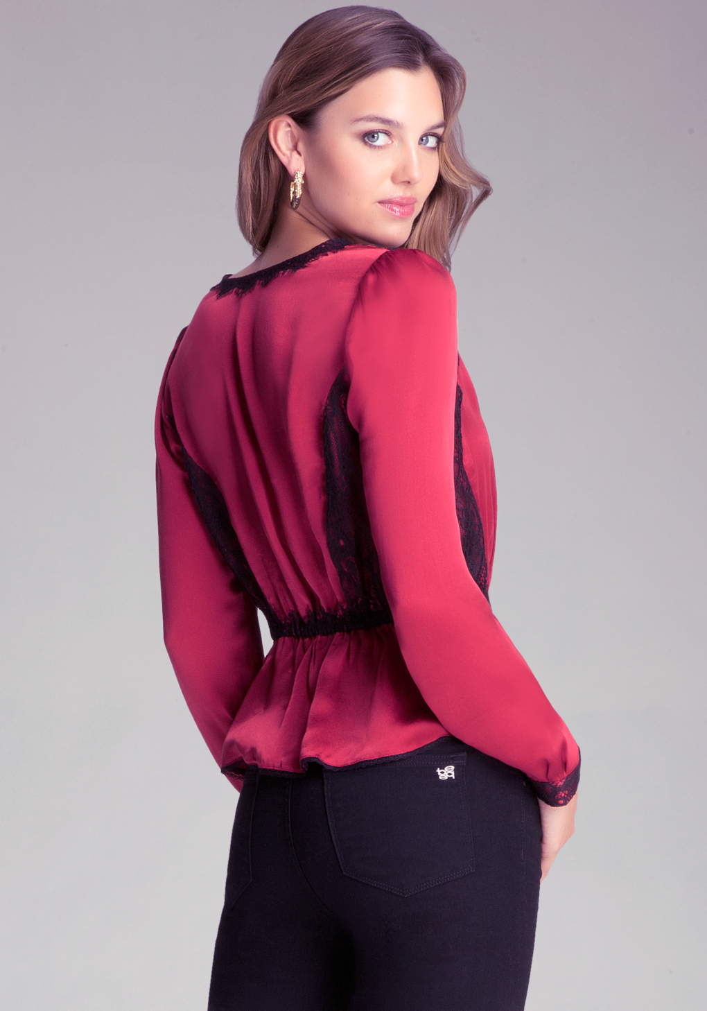 Bebe Peplum Top Bebe Lace Inset Peplum Top in Red Lyst Bebe Peplum Top Bebe Lace Inset Peplum Top in Red Lyst