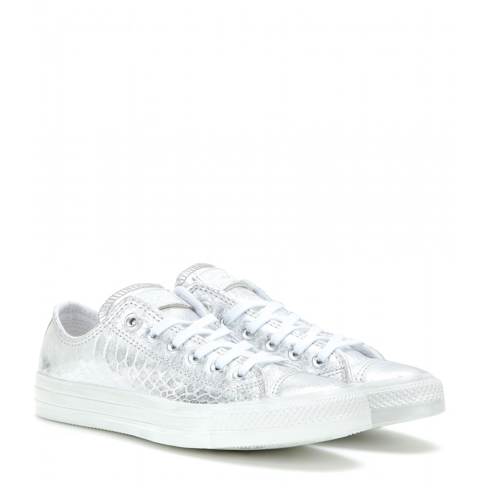 converse all star low silver metallic snake