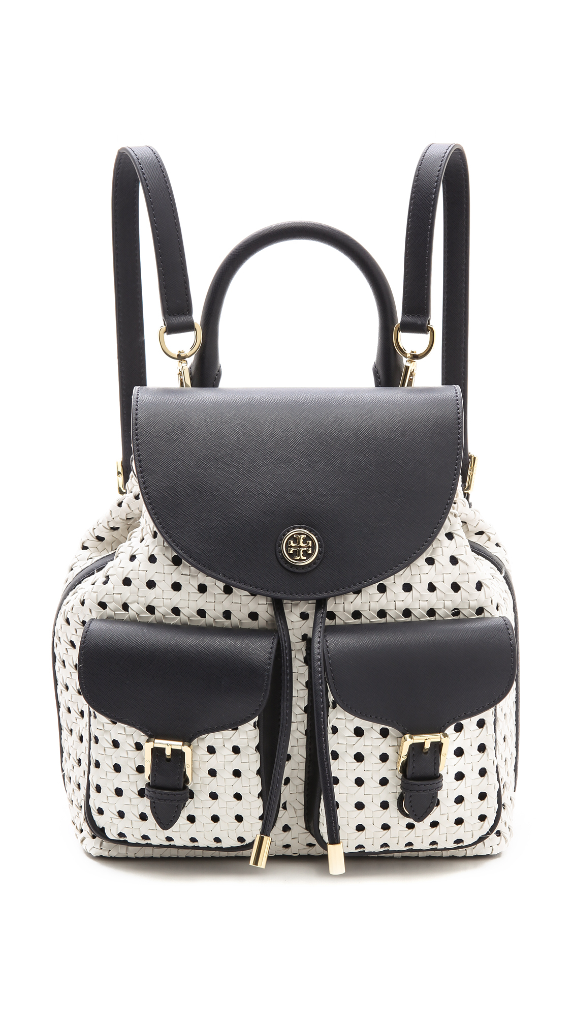 Tory Burch Robinson Basket Weave Backpack in Blue - Lyst