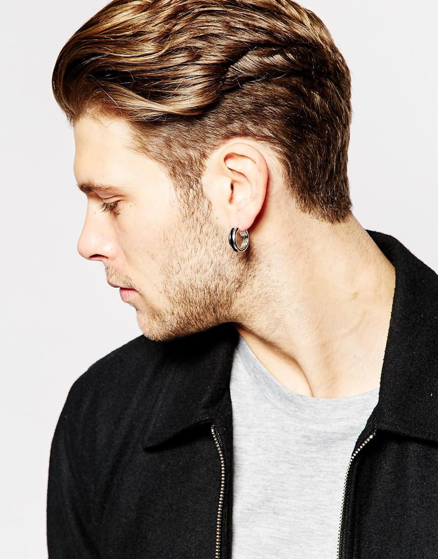 Lyst Asos Hoop Earrings With Color Insert In Metallic For Men Gallery