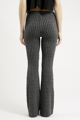 flare topshop ribbed jersey gray petite pants