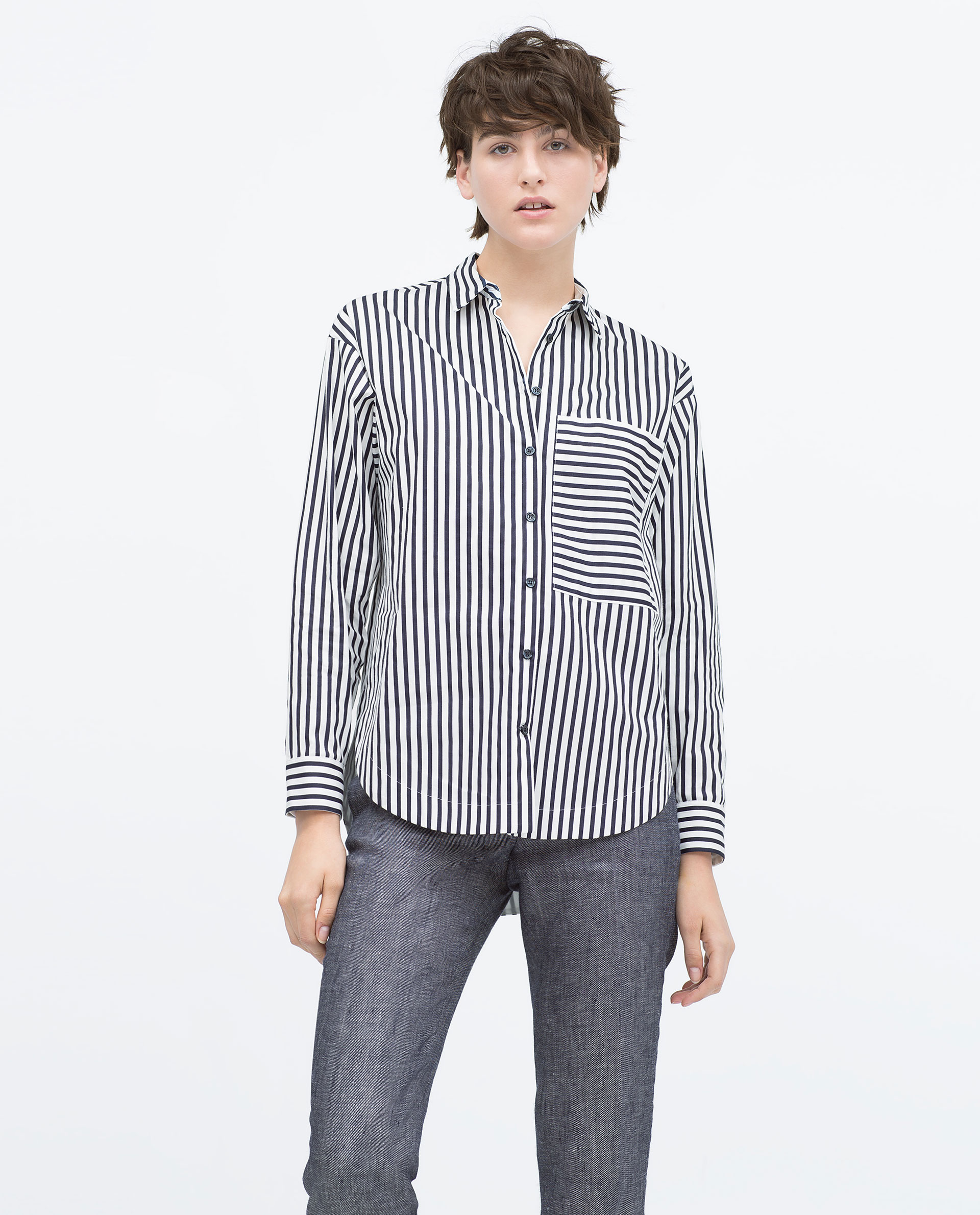zara blue and white striped pants