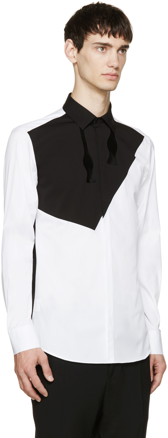 Download Neil Barrett White Mock Bow_tie Shirt in Black for Men - Lyst