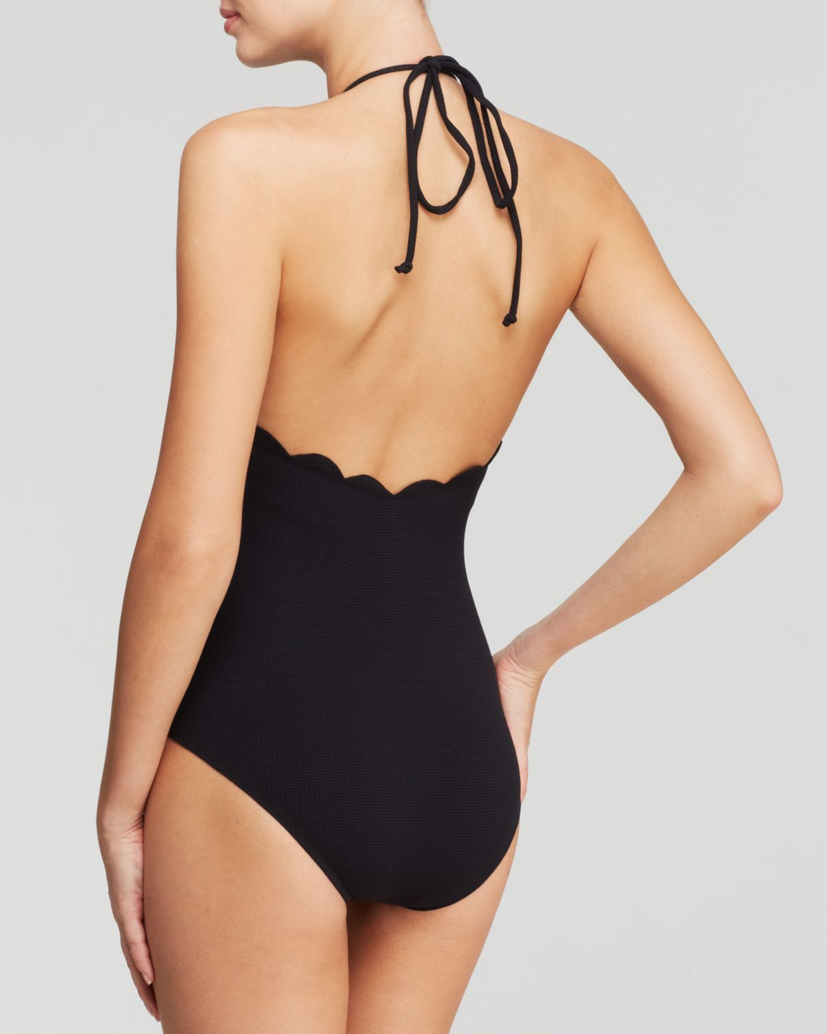 black scallop swimsuit