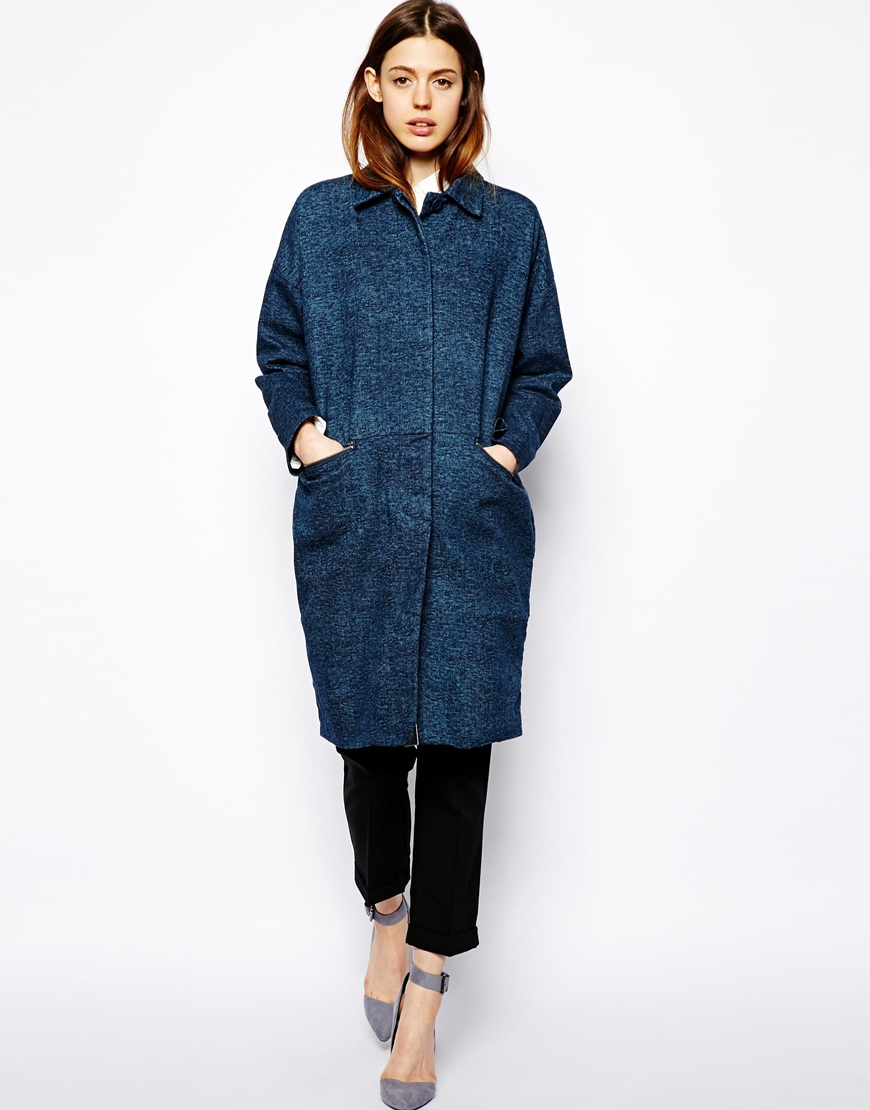 Lyst Asos Denim Duster Coat in Blue
