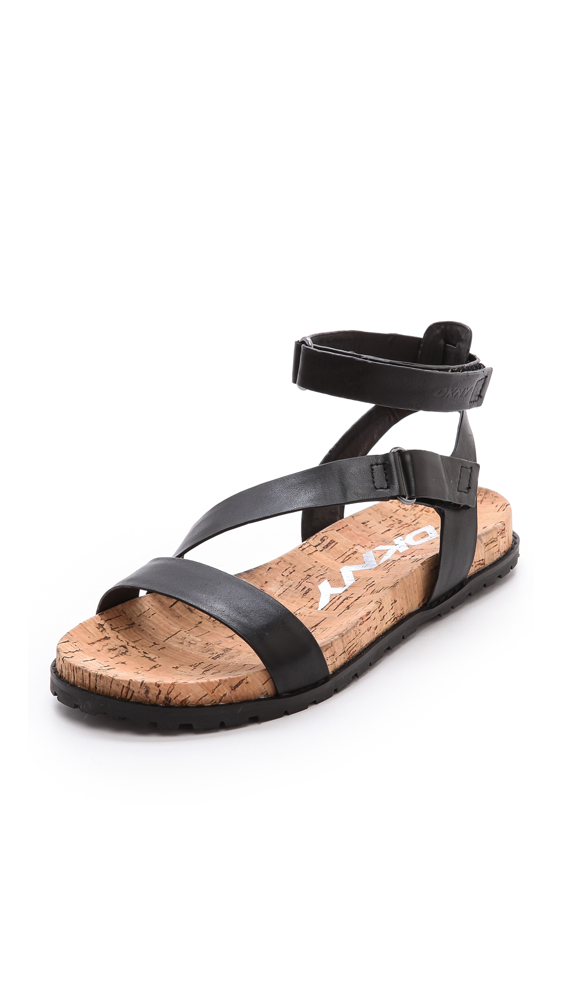 Lyst - Dkny Sterling Ankle Strap Flat Sandals Black in Black