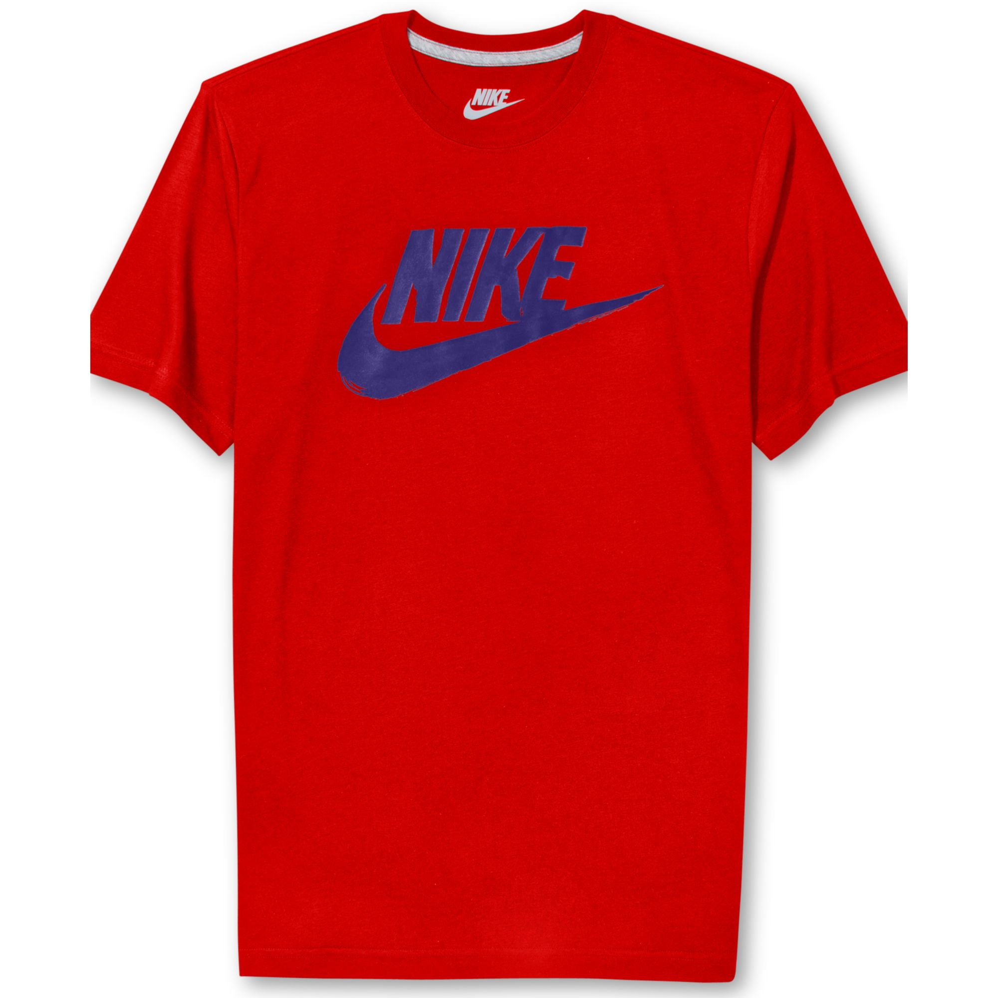 red and navy blue nike shirt