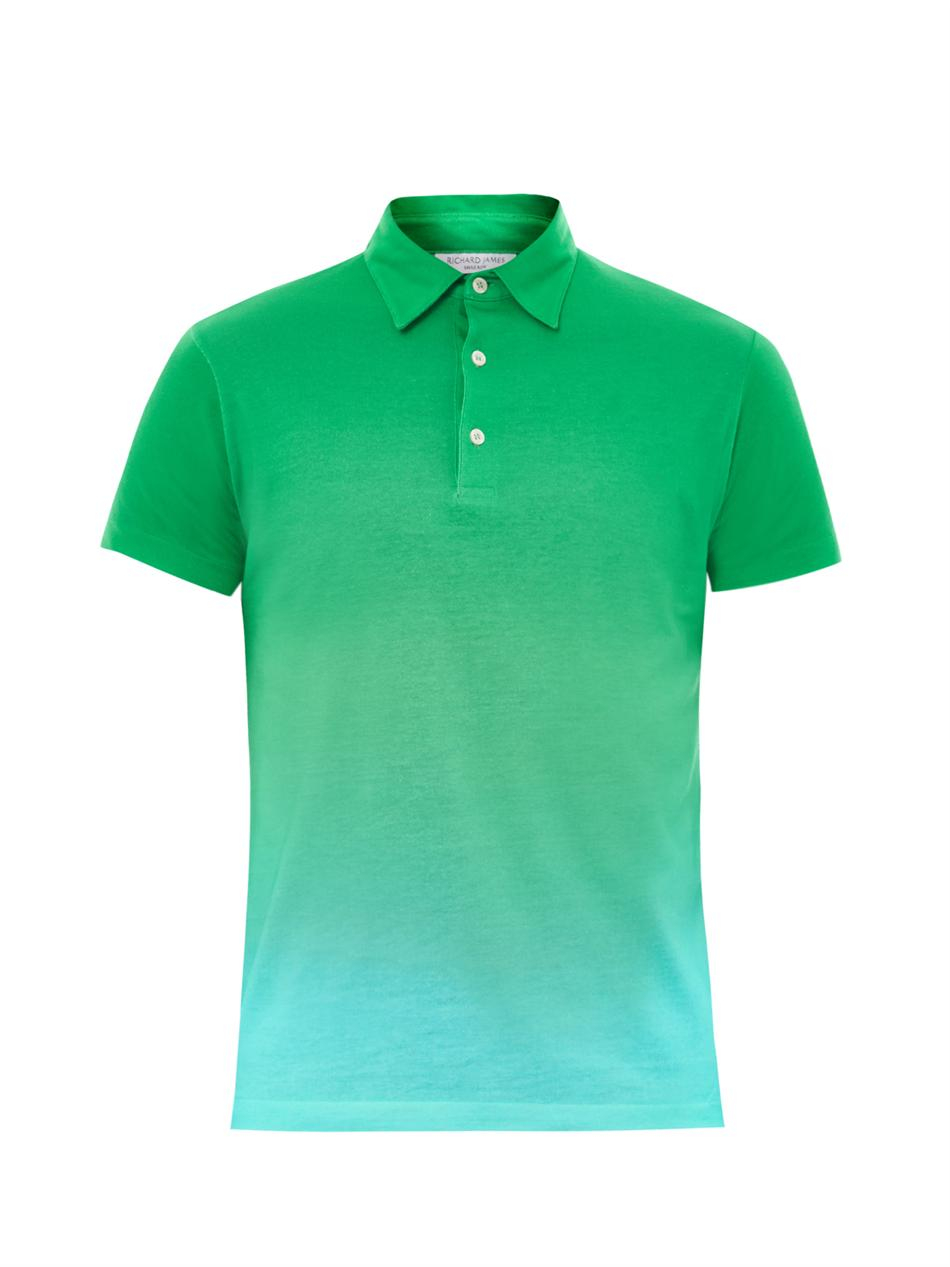 Richard james Ombré Cotton Polo Shirt in Green for Men Lyst