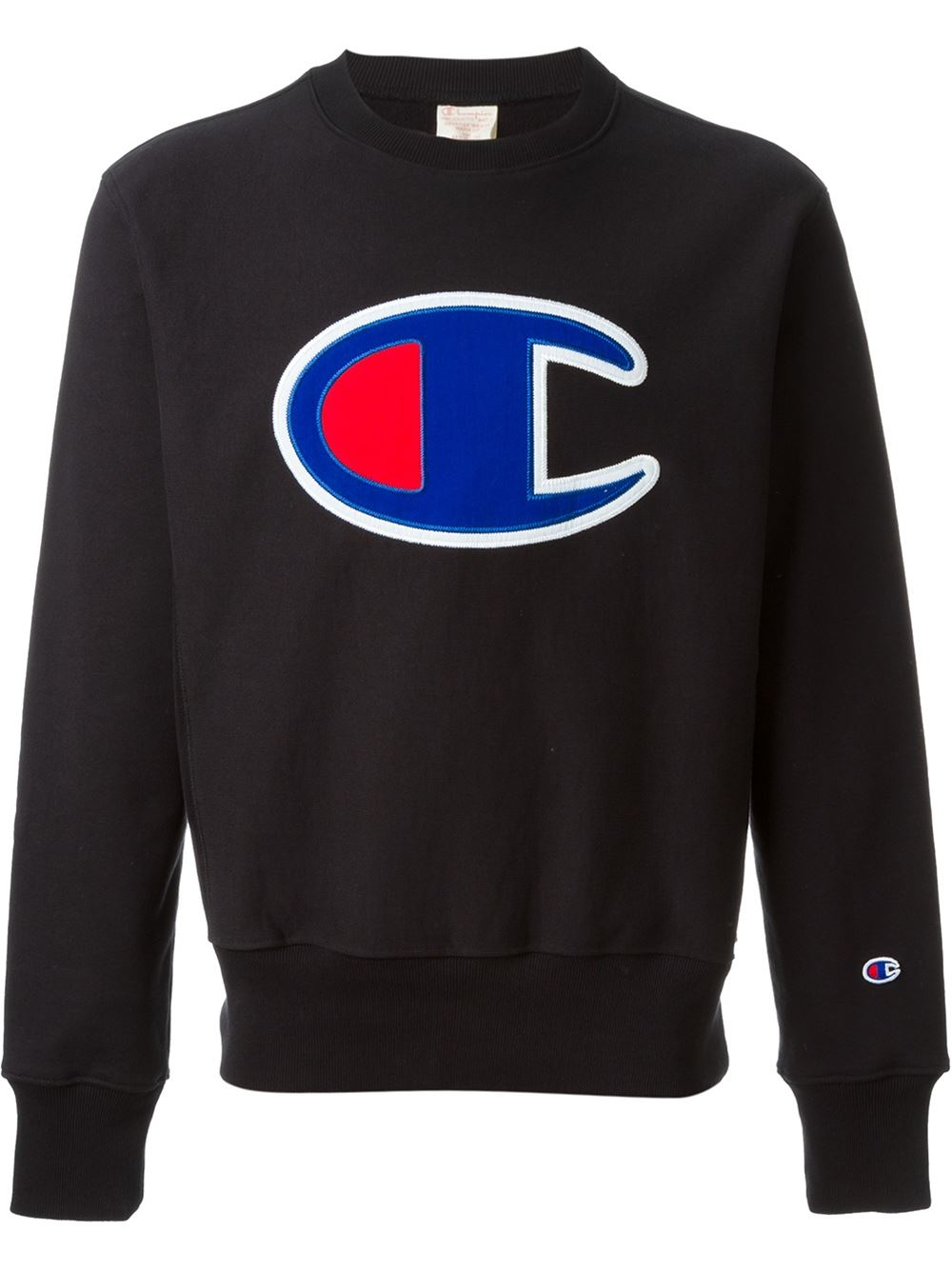 Champion Logo Patch Sweatshirt in Black for Men - Lyst