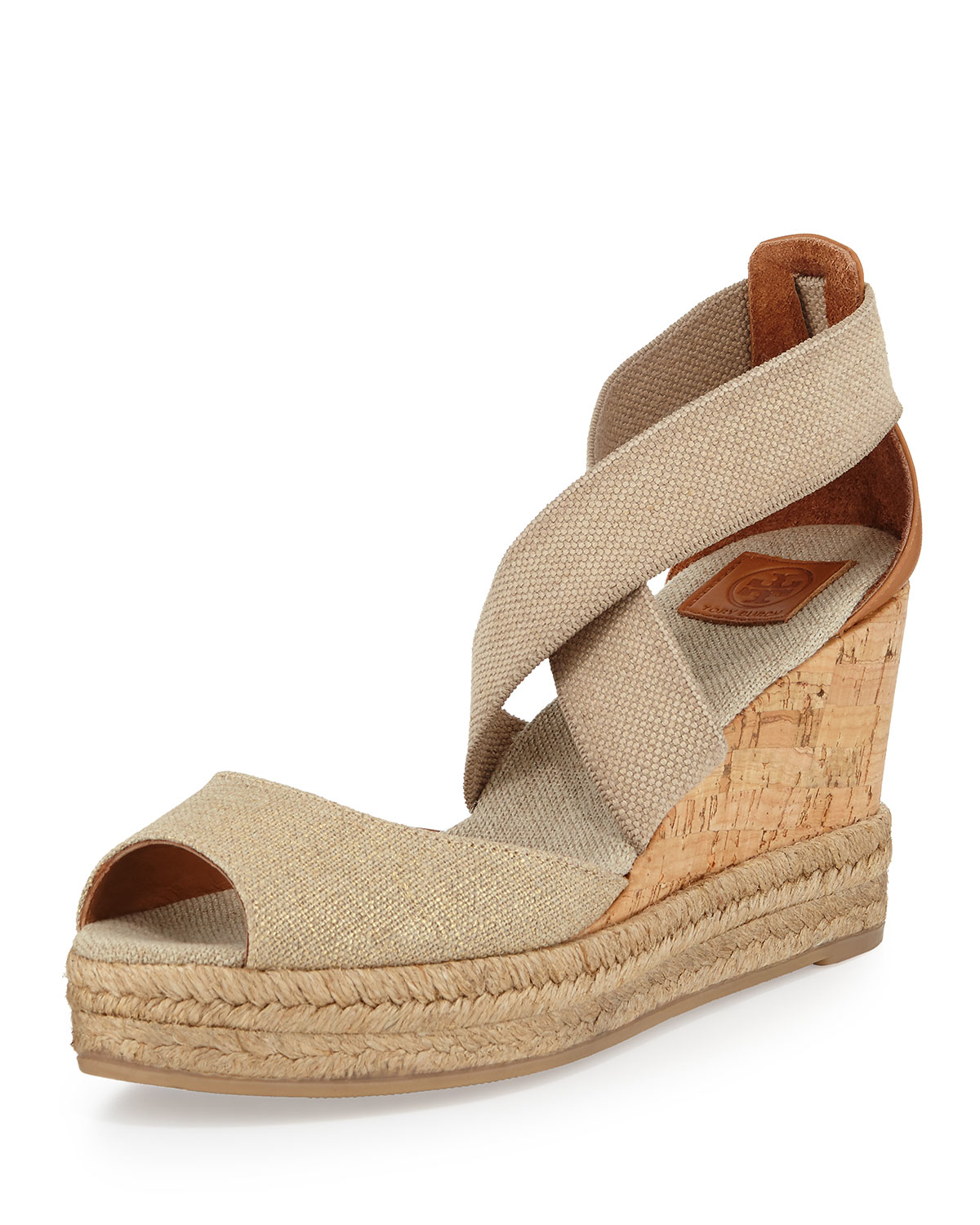 tory burch open toe wedge heels