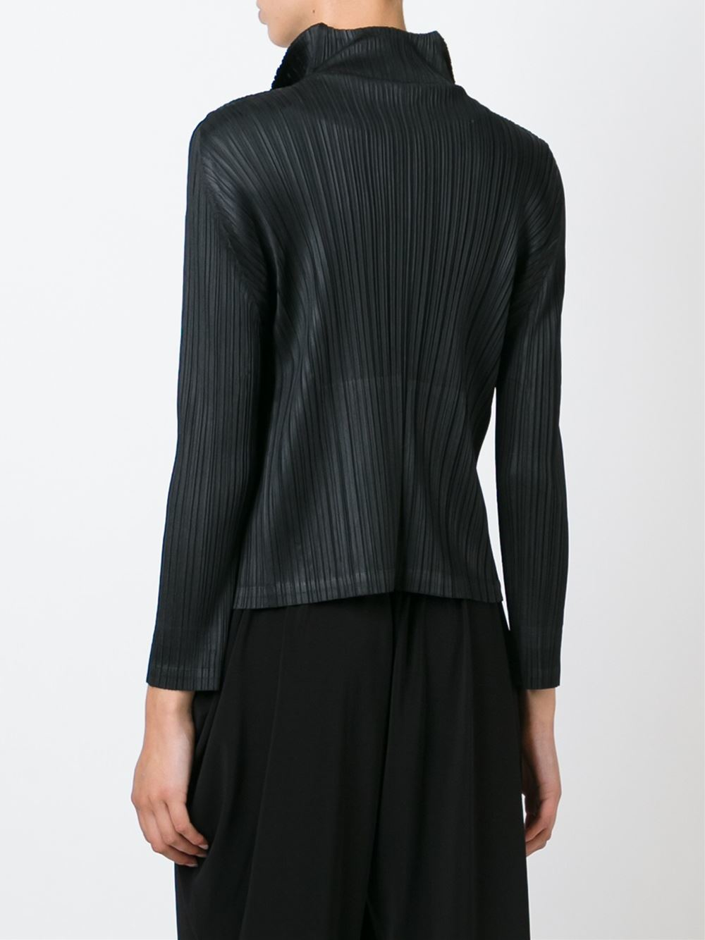 Pleats please issey miyake Pleated Cardigan in Gold (BLACK) | Lyst