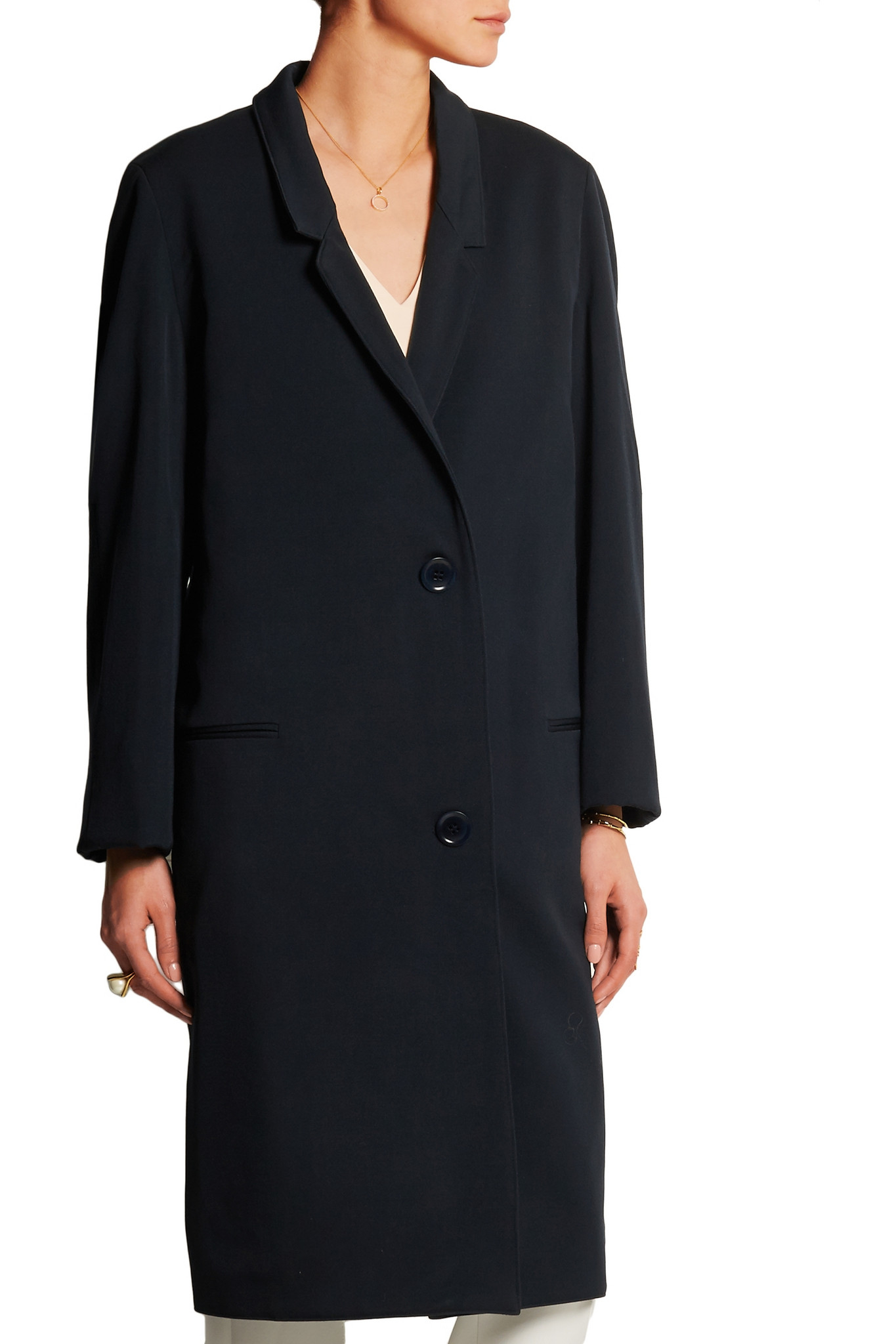 Lemaire Woolgabardine Coat in Midnight Blue (Black) Lyst