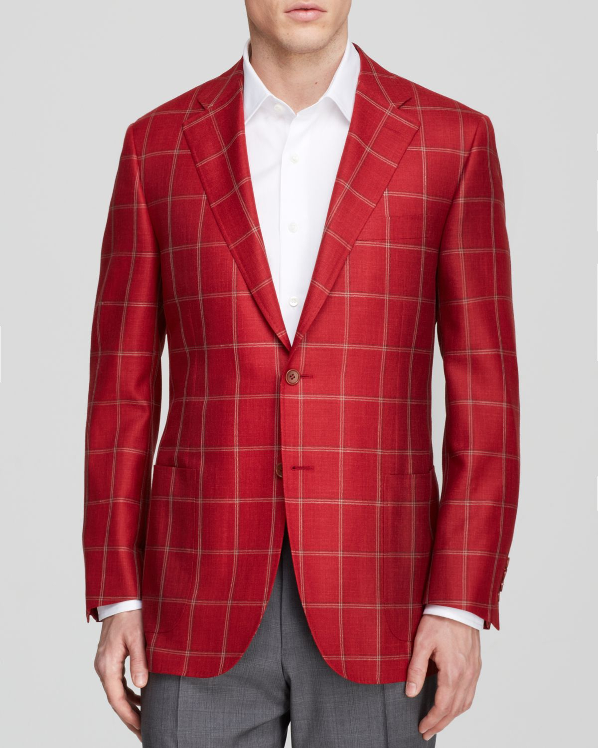 Canali Windowpane Plaid Sport Coat - Classic Fit in Red for Men | Lyst