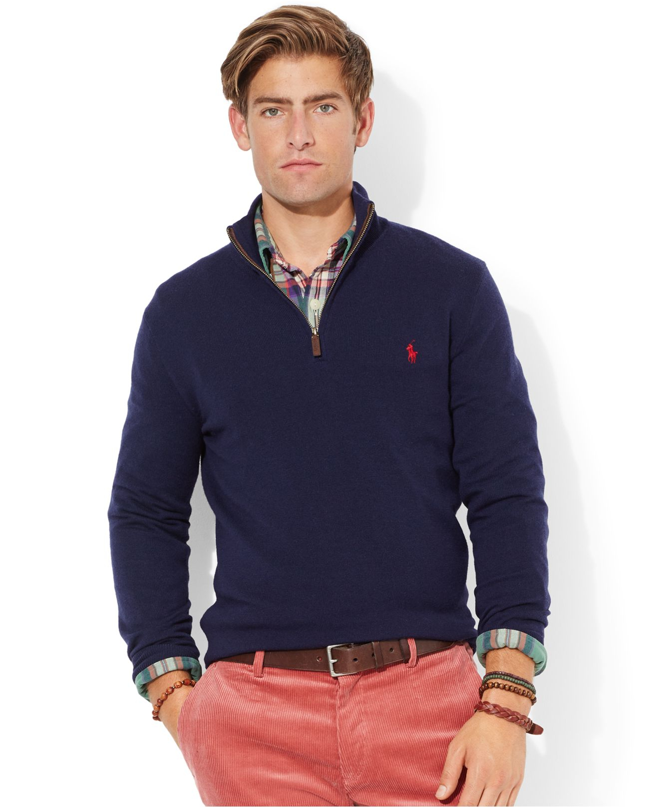 Polo Ralph Lauren Merino Wool Half-Zip Sweater in Blue for Men - Lyst