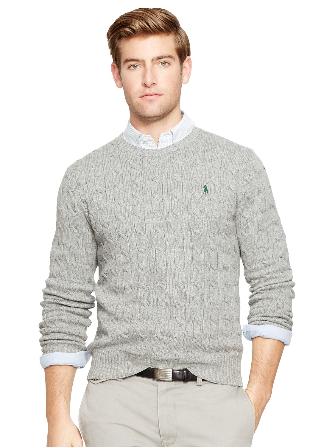 ralph lauren cable knit jumper grey