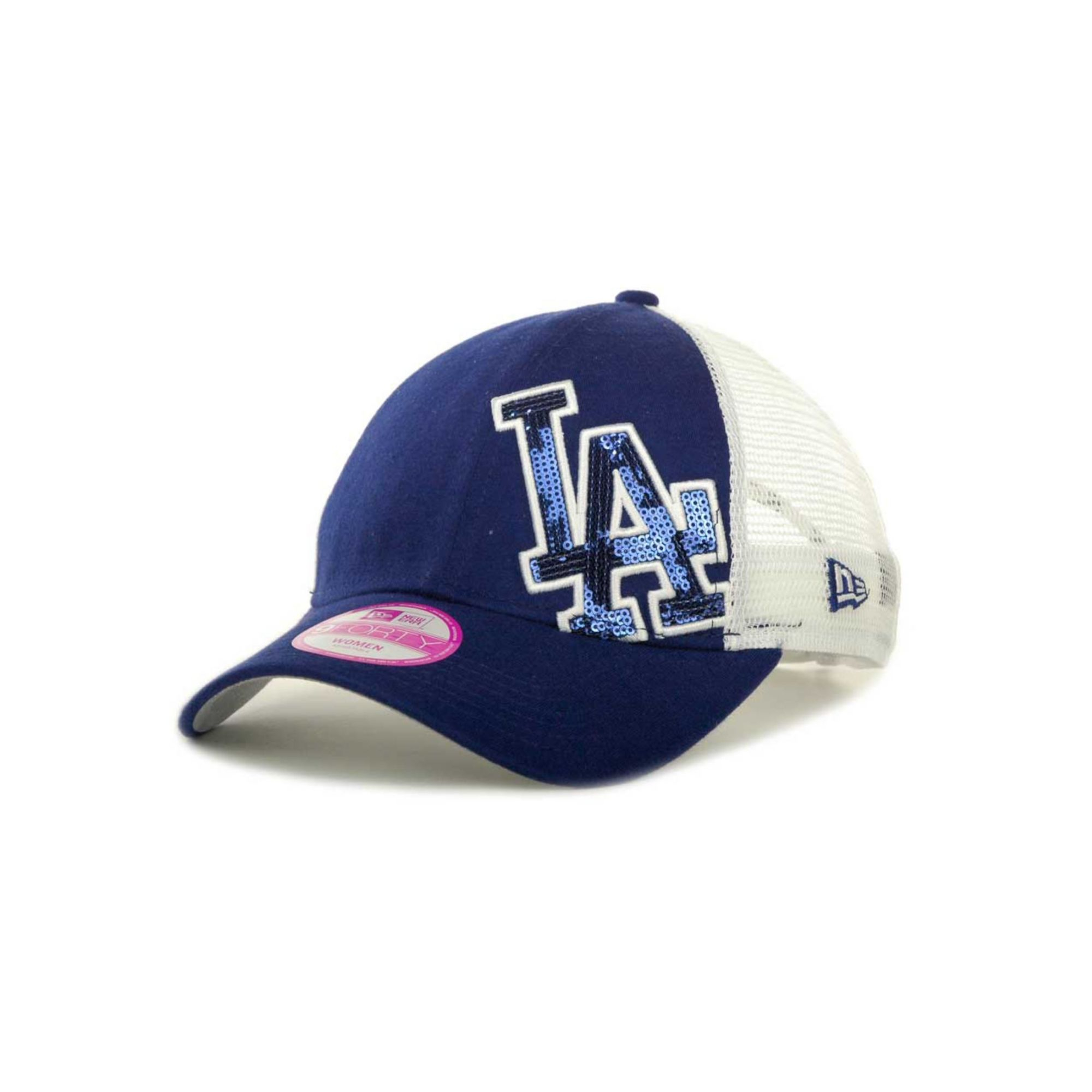 KTZ Womens Los Angeles Dodgers Sequin Shimmer 9forty Cap in White