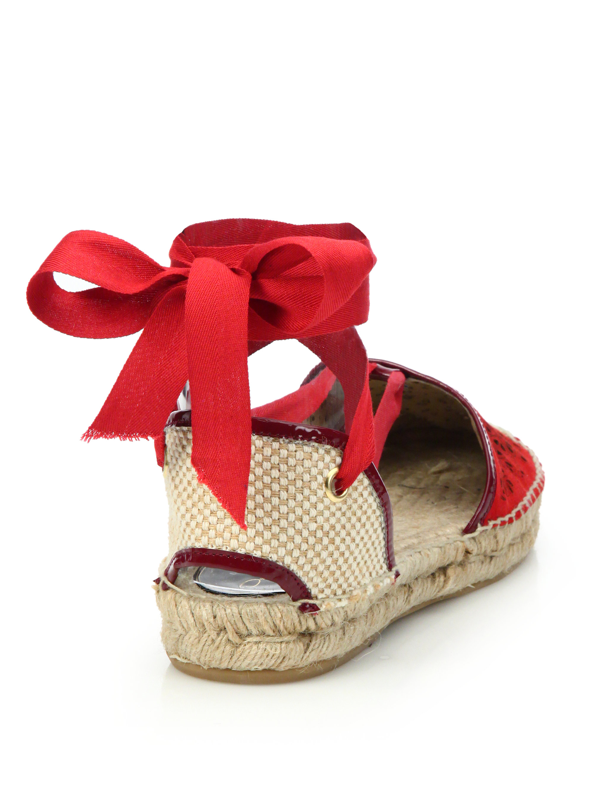 red tie up espadrilles