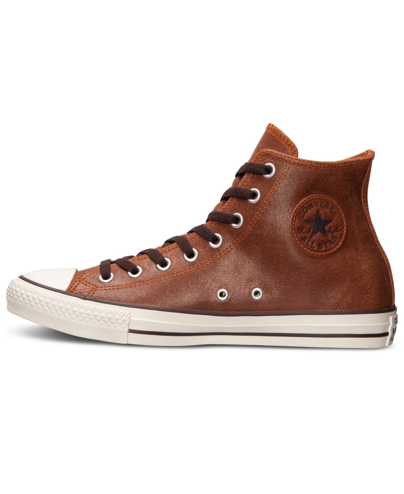 Converse Men'S All Star Leather Hi Casual Sneakers From Line Brown for Men | Lyst