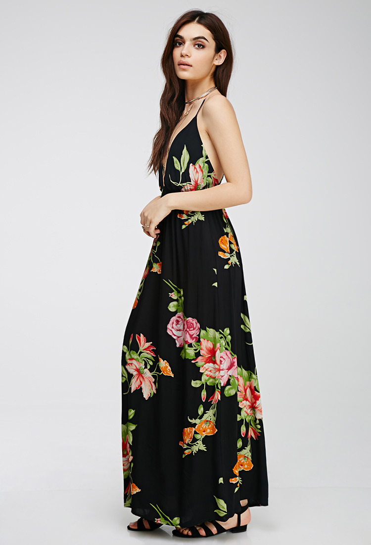 forever 21 black floral maxi dress