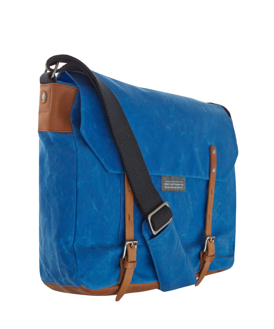 Lyst Ally Capellino Blue Jeremy Waxed Cotton Messenger Bag in Blue