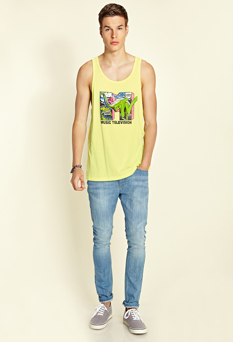 Neon yellow tank top mens Clearance