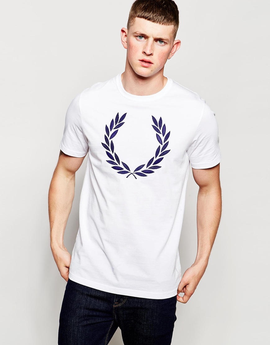 Fred Perry T-shirt With Laurel Wreath Logo White for Men - Lyst