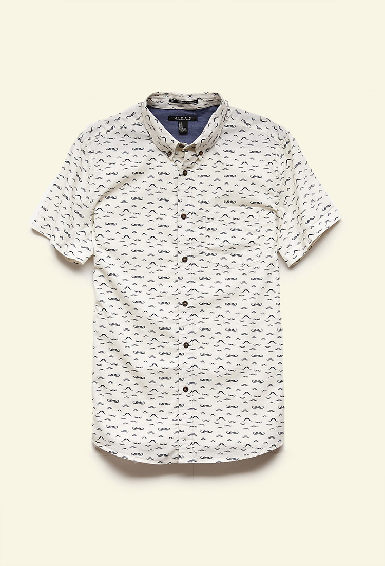Forever 21 Cotton Mustache Print Shirt In Cream Navy Natural For Men Lyst Forever 21 Cotton Mustache Print Shirt In Cream Navy Natural For Men Lyst
