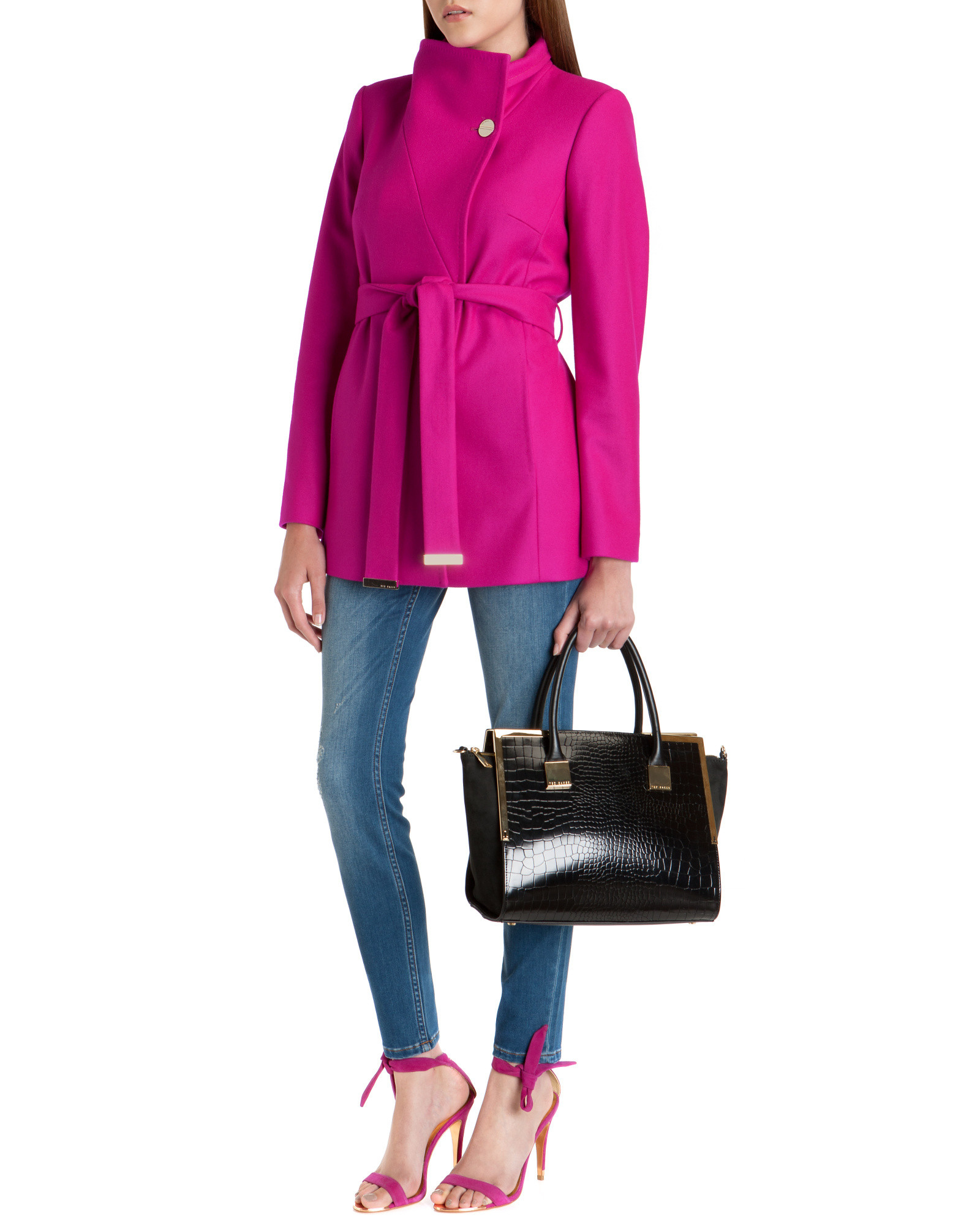 Ted Baker Chessy Short Wrap Coat in Pink | Lyst