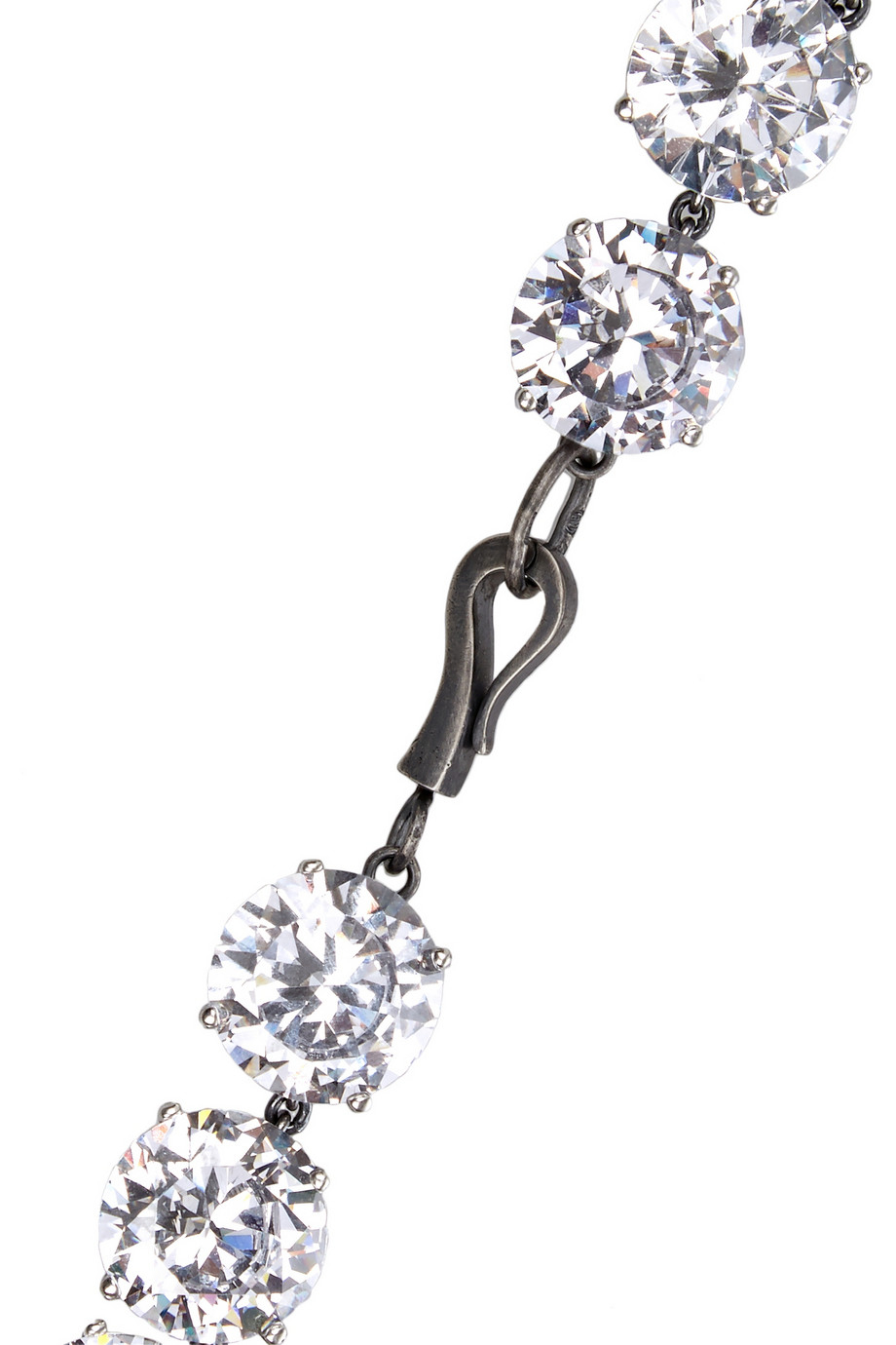 BOTTEGA VENETA thin silver chain bracelet with zirconia crystal stones  Medium